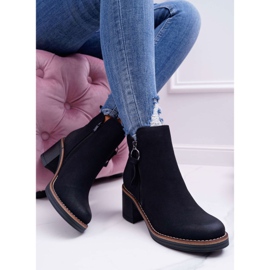 FRJEIN Bottines femme sur talon rembourrées de feutre noir Delia 2