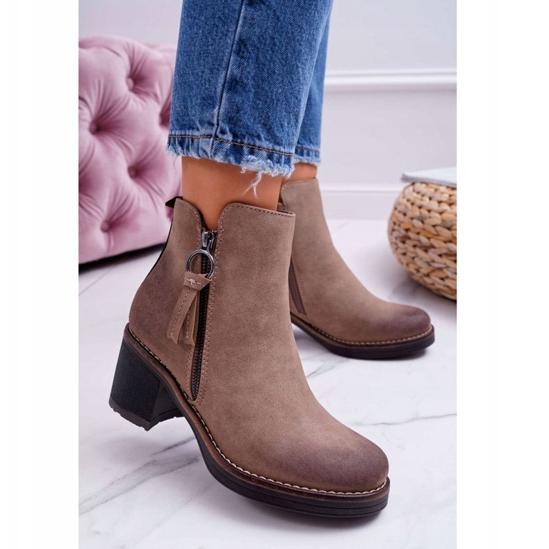 FRJEIN Bottines à Talons Femme Warm Felt Beige Delia 1