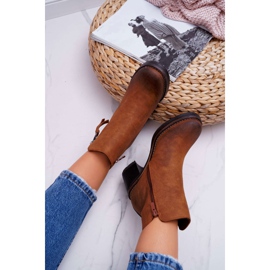 FRJEIN Bottines Femme à Talon Chauffées De Feutre Camel Delia brun 4
