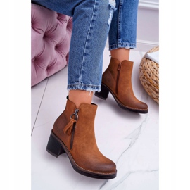 FRJEIN Bottines Femme à Talon Chauffées De Feutre Camel Delia brun 3