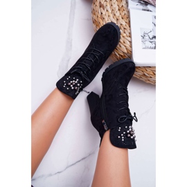 EVE Bottines Femme à Talon et Plateforme Daim Noir Fieste le noir 5