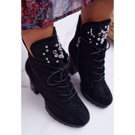 EVE Bottines Femme à Talon et Plateforme Daim Noir Fieste le noir 3