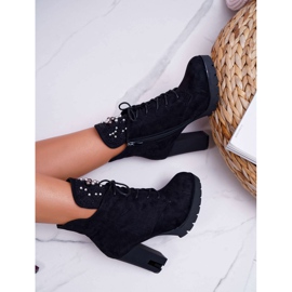 EVE Bottines Femme à Talon et Plateforme Daim Noir Fieste le noir 6