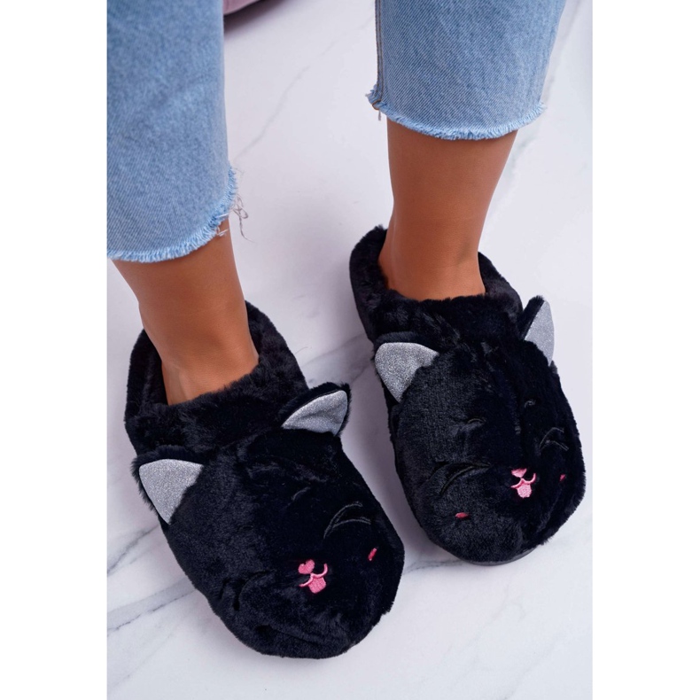 Chaussons Femme Chats avec Oreilles Noir Sleppyhead 1