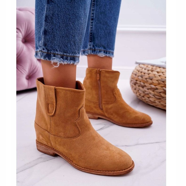 MSMG Bottes compensées pour femmes Camel Evana brun 1