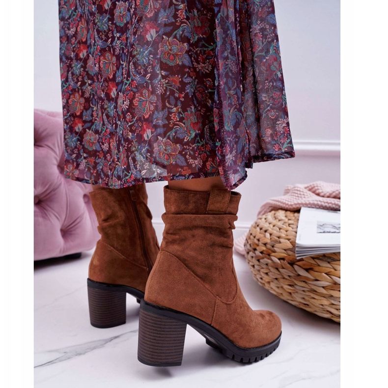 FB2 Bottines Femme Talon Daim Camel Celma brun 2