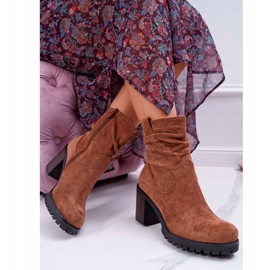 FB2 Bottines Femme Talon Daim Camel Celma brun 3