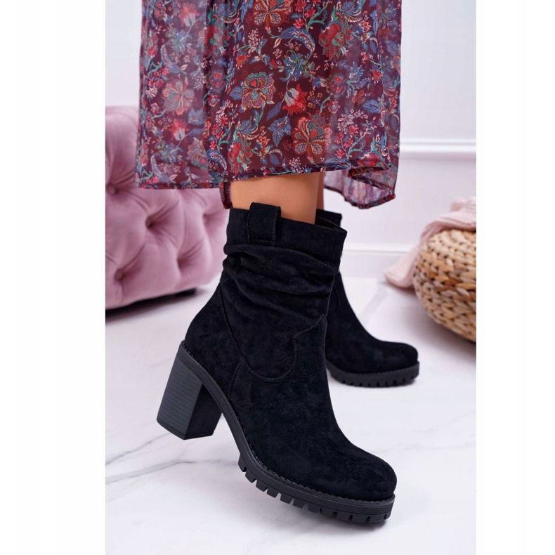 FB2 Bottines Femme Talon Daim Noir Celma le noir 1