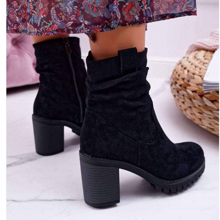 FB2 Bottines Femme Talon Daim Noir Celma le noir 2