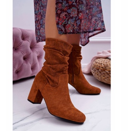 FJ1 Bottines Femme Talon Daim Camel Endless brun 1