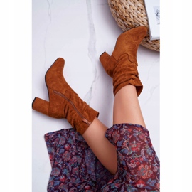 FJ1 Bottines Femme Talon Daim Camel Endless brun 3