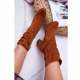 FJ1 Bottines Femme Talon Daim Camel Endless brun 4