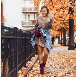 FRJ Bottes Femme À Talons Hauts En Daim Bordeaux Sans Fin rouge 6