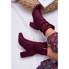FRJ Bottes Femme À Talons Hauts En Daim Bordeaux Sans Fin rouge 4