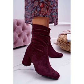 FRJ Bottes Femme À Talons Hauts En Daim Bordeaux Sans Fin rouge 3