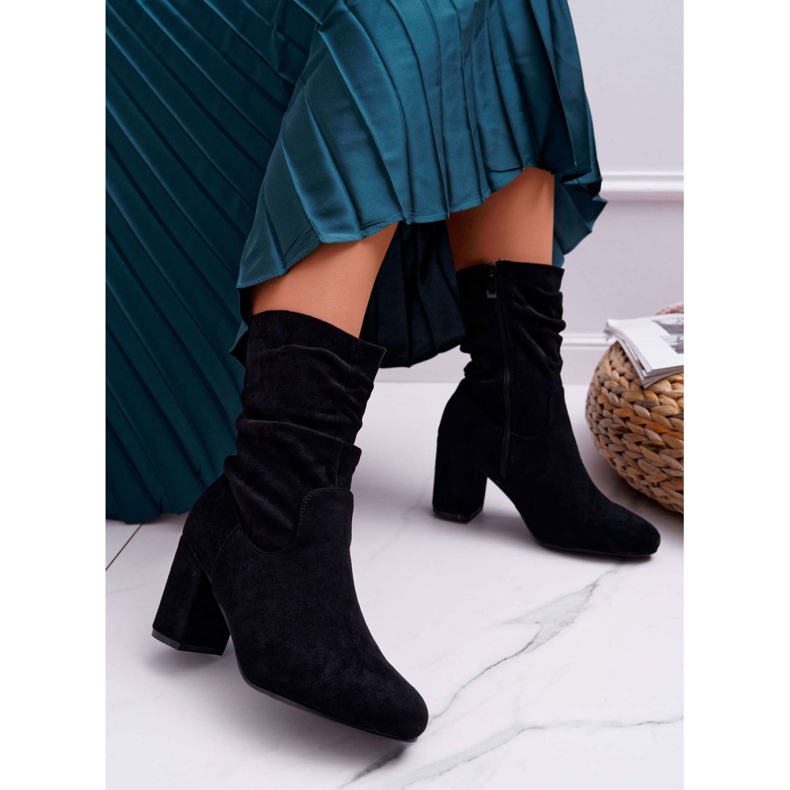 FRJ Bottes À Talons Pour Femmes En Daim Noir Sans Fin 1