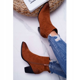 Moow Bottines Femme Talon Daim Camel Niki brun 4