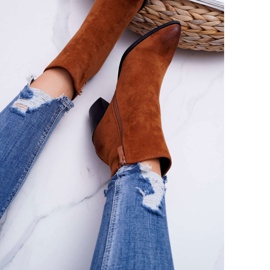 Moow Bottines Femme Talon Daim Camel Niki brun 5
