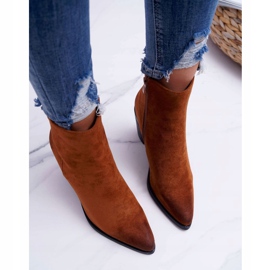 Moow Bottines Femme Talon Daim Camel Niki brun 3