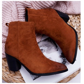 Moow Bottines Femme Talon Daim Camel Niki brun 6