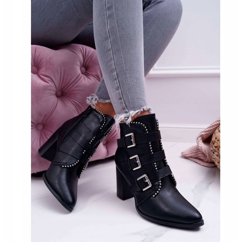 FJ1 Bottes À Talons Pour Femmes Avec Boucles Noir Finbas 2