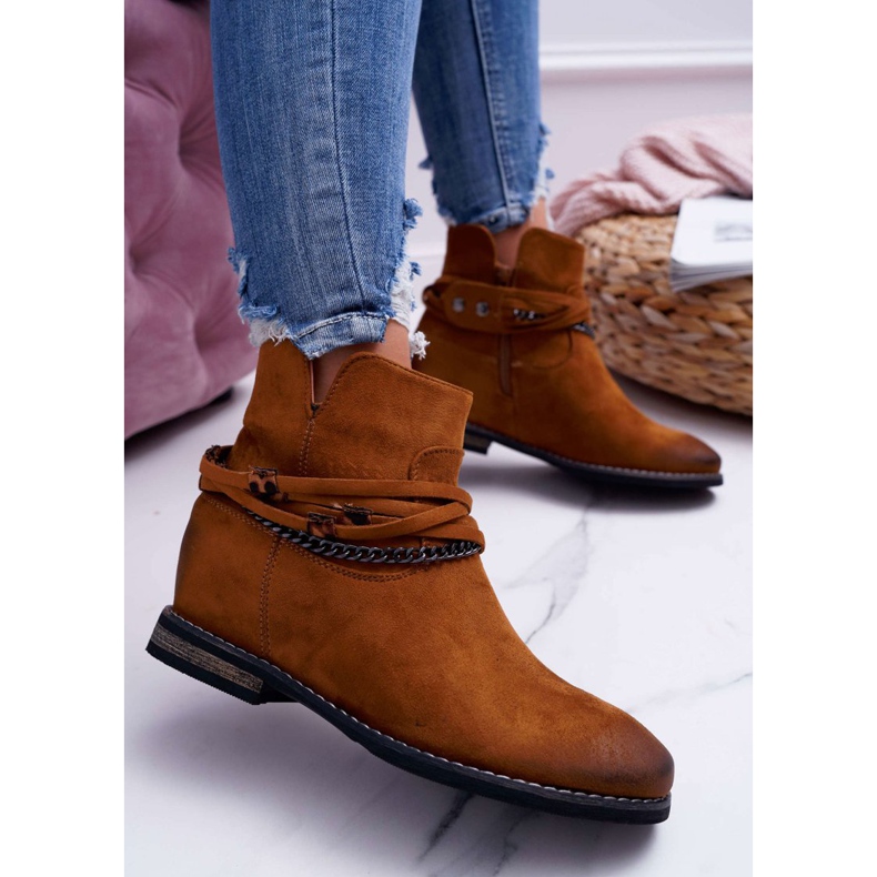 Vinceza Bottines en daim pour femmes Hidden Wedge Camel Mirley brun 1