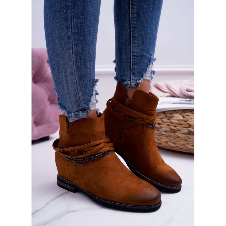 Vinceza Bottines en daim pour femmes Hidden Wedge Camel Mirley brun 2