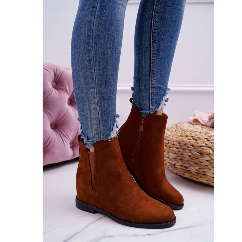 BUGO Bottines Compensées Femme Daim Camel Tema brun 1