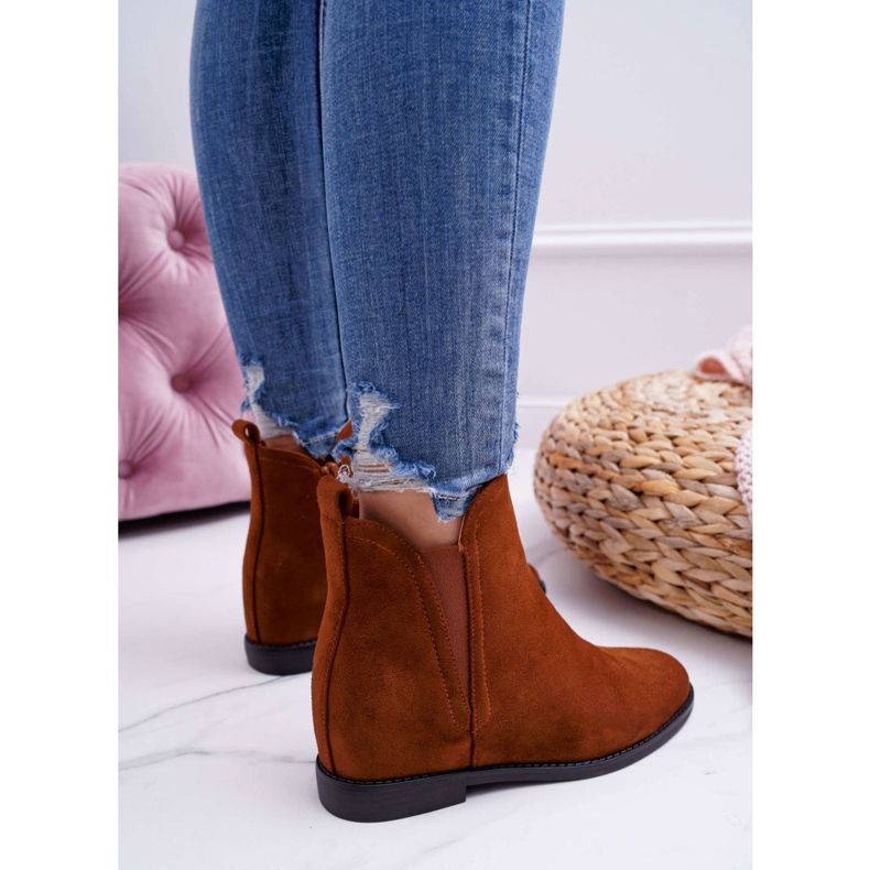 BUGO Bottines Compensées Femme Daim Camel Tema brun 2
