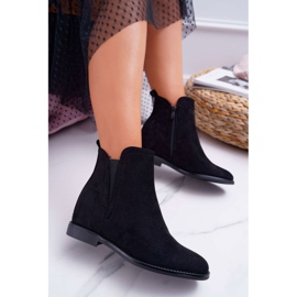 BUGO Bottines Femme sur un Compensé Daim Noir Tema 1