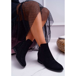 BUGO Bottines Femme sur un Compensé Daim Noir Tema le noir 2