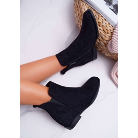 BUGO Bottines Femme sur un Compensé Daim Noir Tema le noir 4