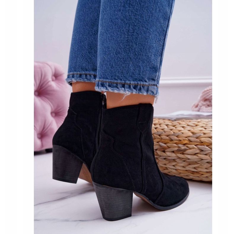 BUGO Bottines Femme à Talons Bottes Cowboy Nutriso Noires 2