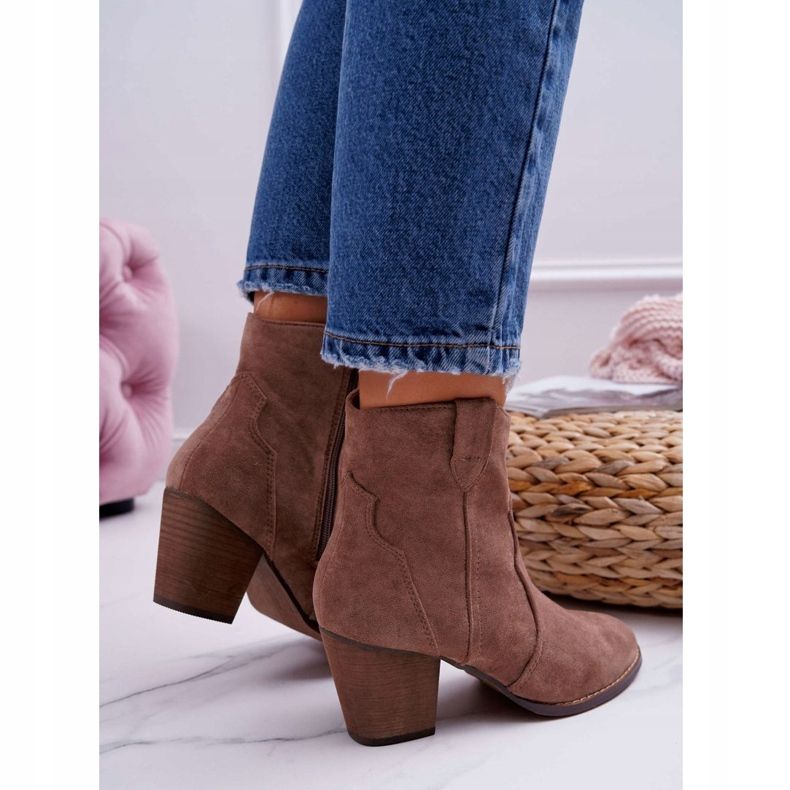 BUGO Bottines Femme Talon Cowboy Boots Kaki Nutriso 2