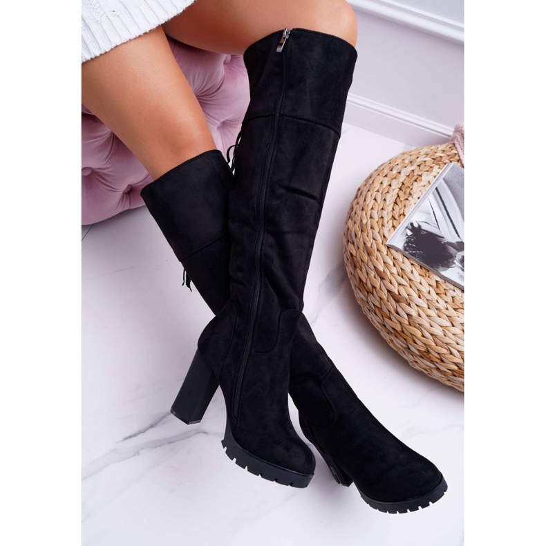 EVE Bottines à Talons Femme Suede Warm Velkor noir 2