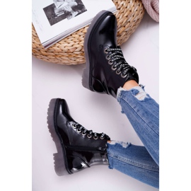 Bottines Femme à Talon Plat Bottines Laquées Noir Sergio Leone TR726 le noir 5