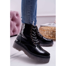 Bottines Femme à Talon Plat Bottines Laquées Noir Sergio Leone TR726 le noir 3