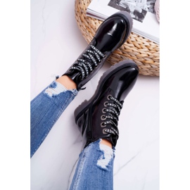 Bottines Femme à Talon Plat Bottines Laquées Noir Sergio Leone TR726 le noir 6