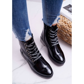 Bottines Femme à Talon Plat Bottines Laquées Noir Sergio Leone TR726 le noir 4