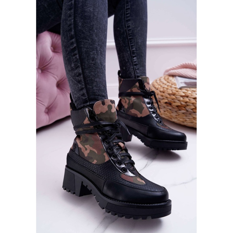 SEA Bottes Hautes Femme Noir Camo Trapery Nemtere 1