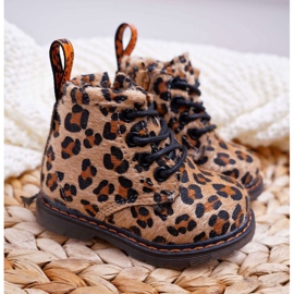FRROCK Bottines pour enfants avec une fermeture éclair motif léopard Lilo brun multicolore 1