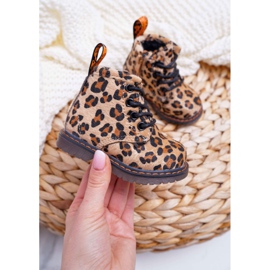 FRROCK Bottines pour enfants avec une fermeture éclair motif léopard Lilo brun multicolore 2