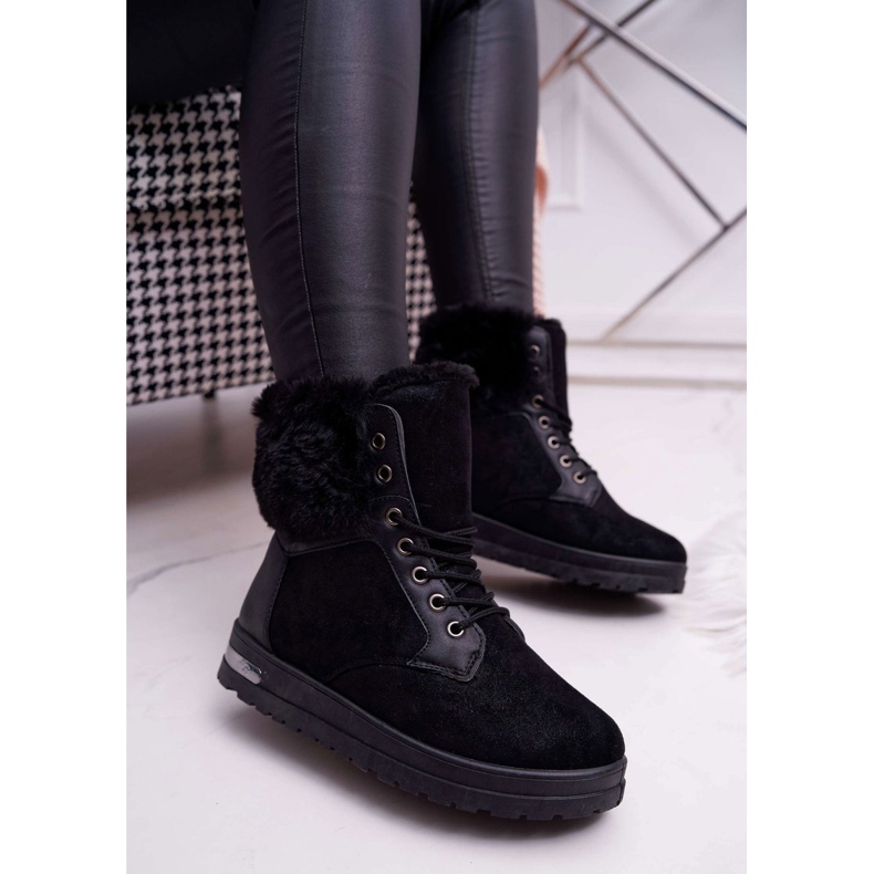 BUGO Bottes Hautes Femme avec Fourrure Noir Glamiso 1