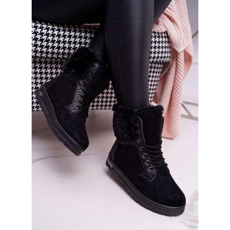BUGO Bottes Hautes Femme avec Fourrure Noir Glamiso 2