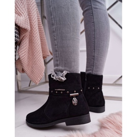 BUGO Bottes Femme Talon Plat Chaud Noir Verte le noir 3