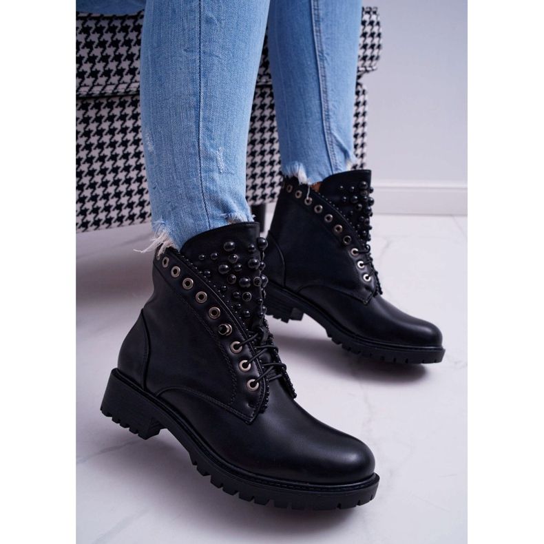 FRID Bottes Pour Femmes Avec Perles Warm Black Memer noir 1