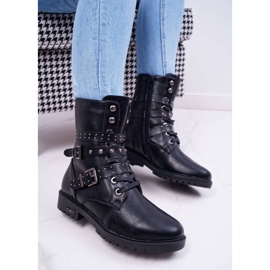 BUGO Bottes Pour Femmes Sur Un Talon Plat Noir Emenbar 1