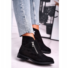 Bottines Femme Zippées Daim Noir Juno le noir 3