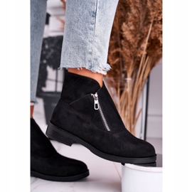Bottines Femme Zippées Daim Noir Juno le noir 2