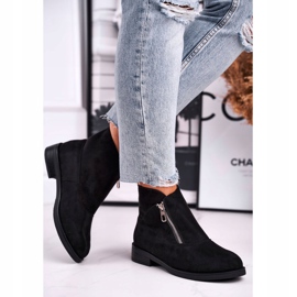 Bottines Femme Zippées Daim Noir Juno le noir 1